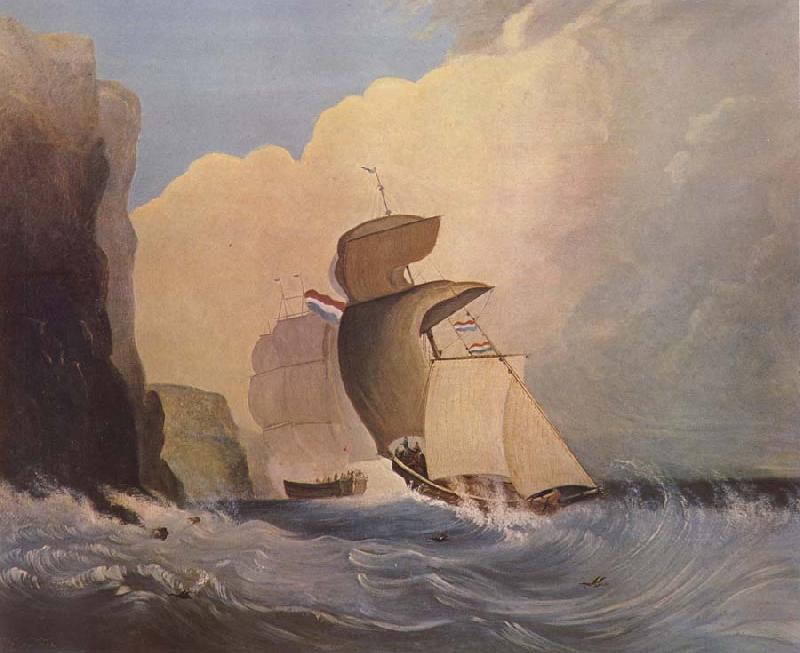 William Buelow Gould Sailing ships off a rocky coast oil painting image